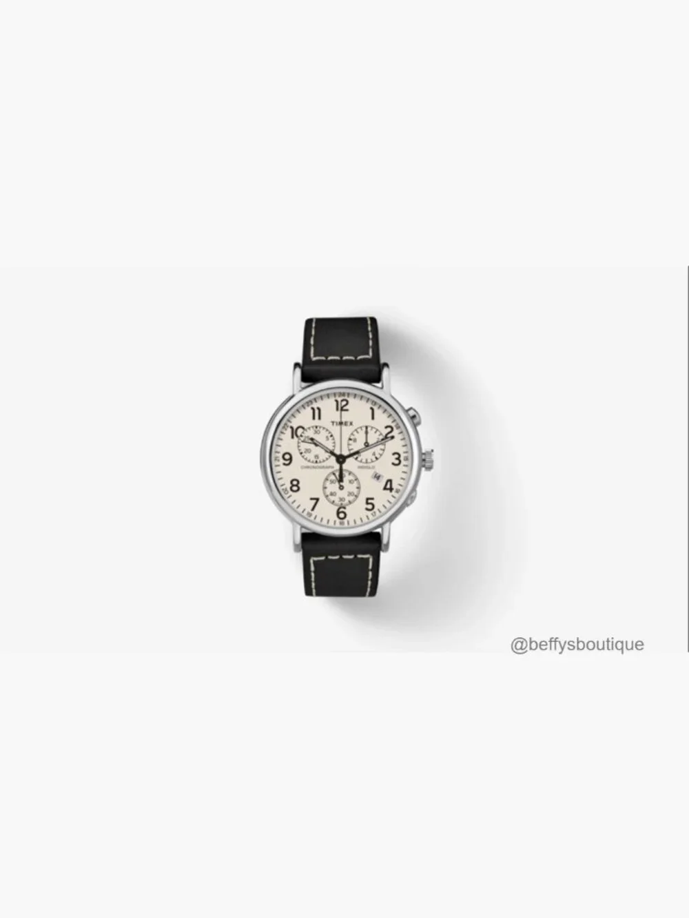Men's 40mm Leather Strap Chronograph Watch Indiglo
